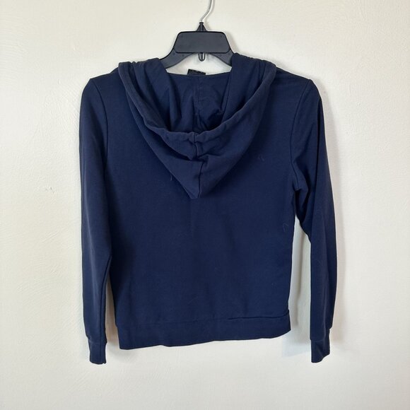 Adidas Navy Blue Zip Up Hoodie Pockets & Logo On Sleeve Large Juniors - Picture 3 of 6